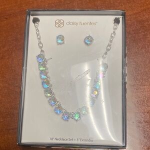 Daisy Fuentes Silver Necklace Set with Iridescent Stones